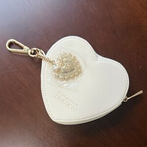 Dolce & Gabbana Cream Heart Key Holder with Gold Charm